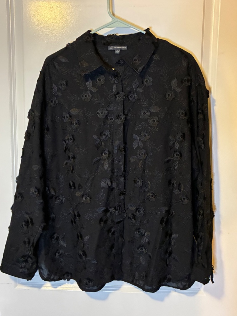 Black Flower Detail Blouse